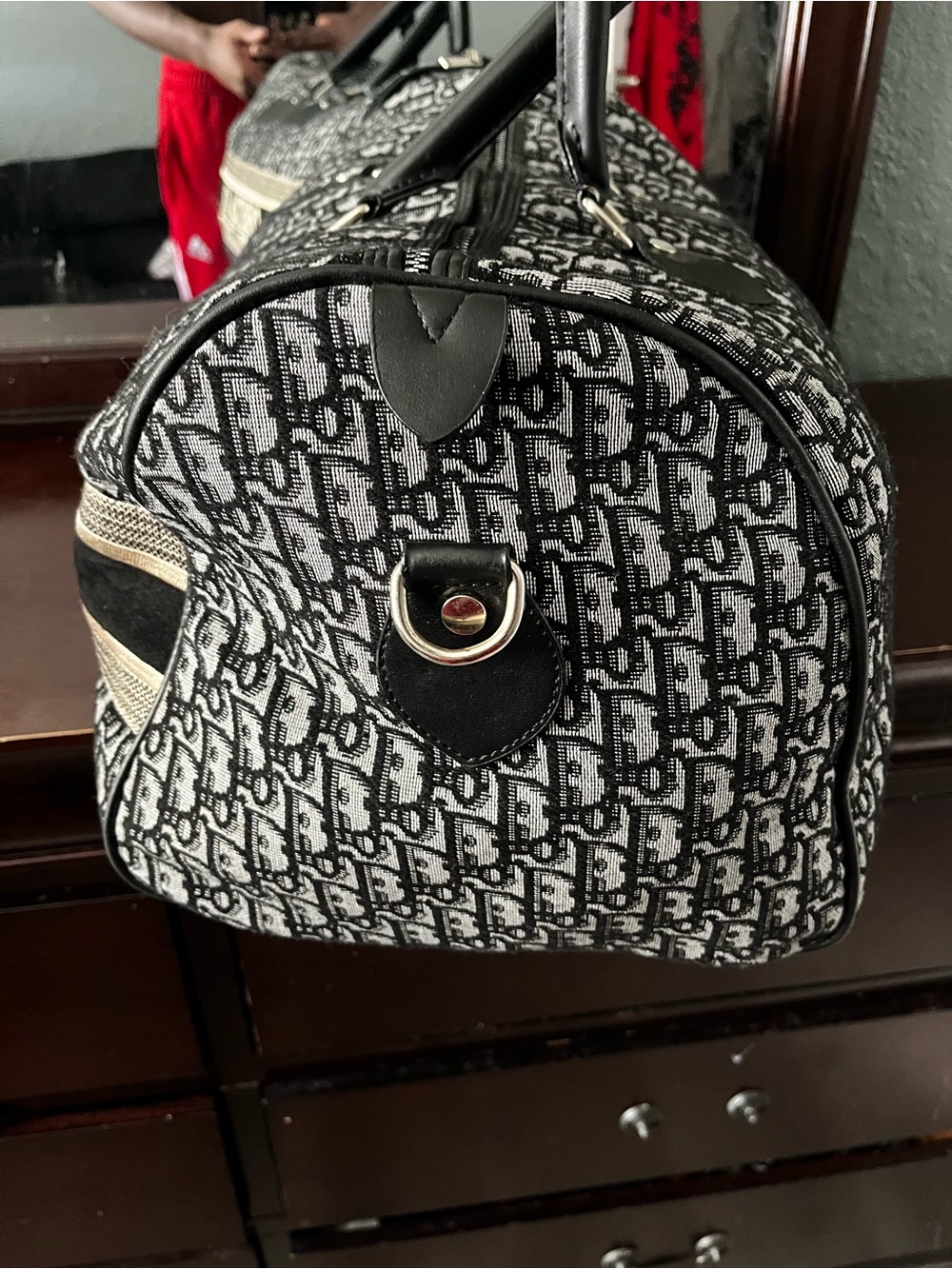 Dior Black & Beige Monogram Duffle Bag - Picture 3 of 8